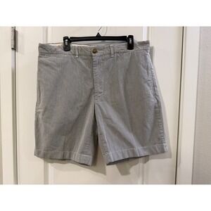 OOBE Brand Mens Seersucker Striped Cotton Chino Shorts Blue White Size 36